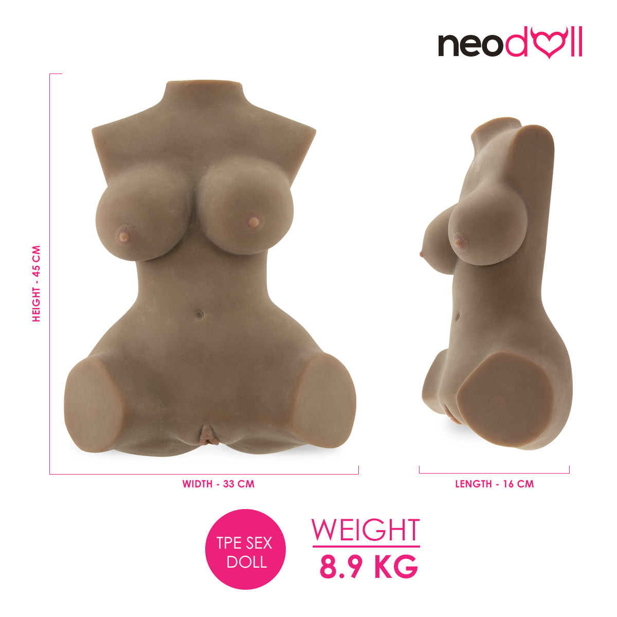 Geiko M Sex Love Doll (Brown) 8.9KG - TPE - 45cm - Brown | NeoDoll