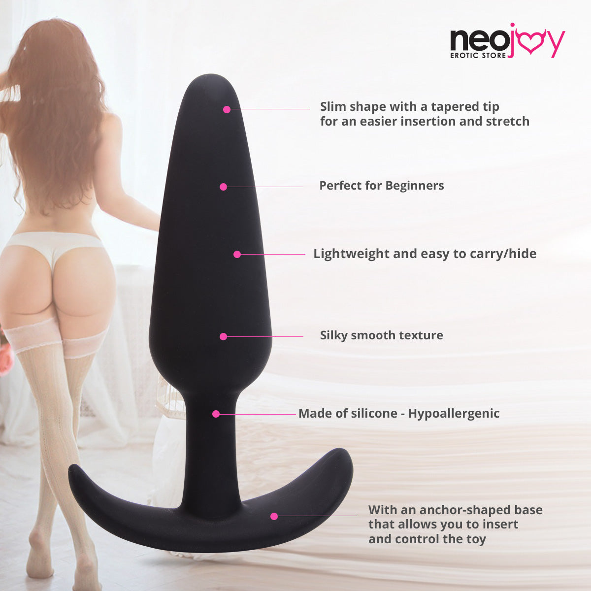 Neojoy Tapered Anal Butt Plug - Black