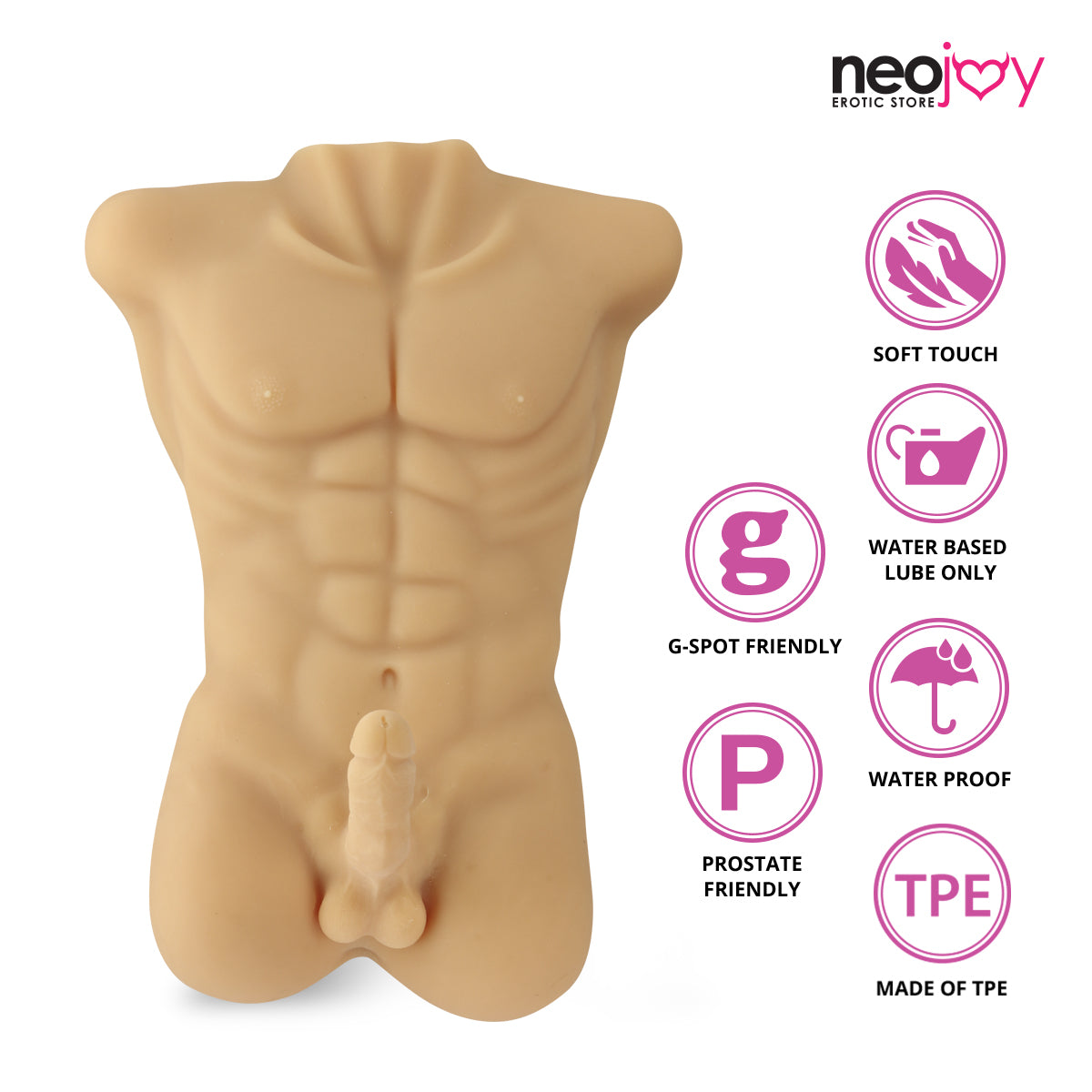 Neojoy Realistic Clark Male Doll - 13kg - Male Torso with Dildo