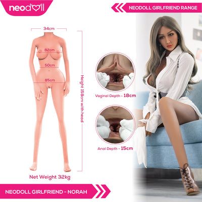 Neodoll Girlfriend Norah - Silicone TPE Hybrid Sex Doll - 158cm - Tan