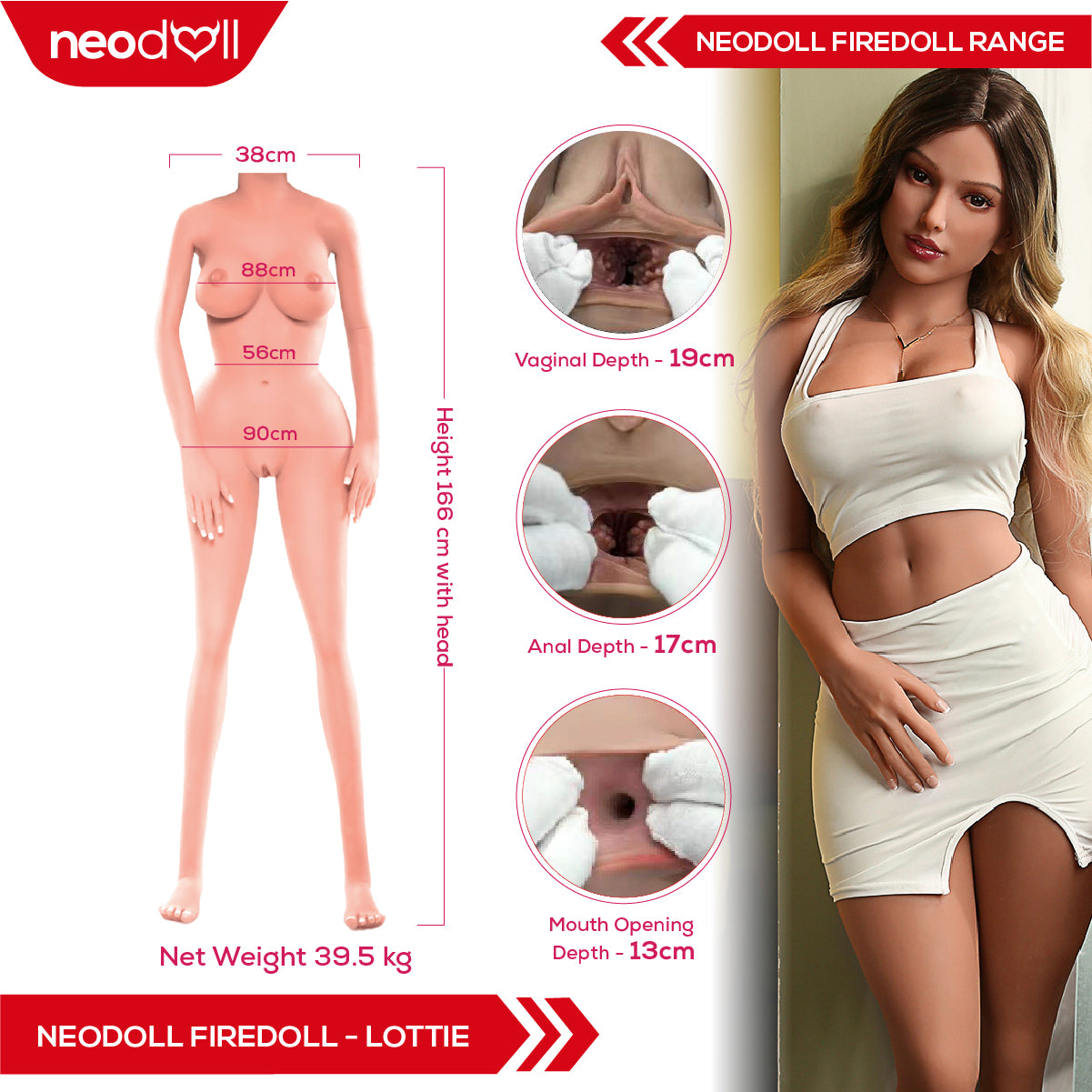 Fire Doll - Lottie - Realistic Sex Doll - Gel Breast - 166cm - Articulated Hand - Light Tan