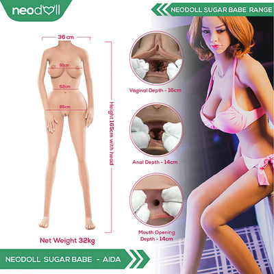 Sex Doll Aida | 165cm Height | Tan Skin | Shrug & Standing & Uterus & Gel Breast | Neodoll Sugar Babe