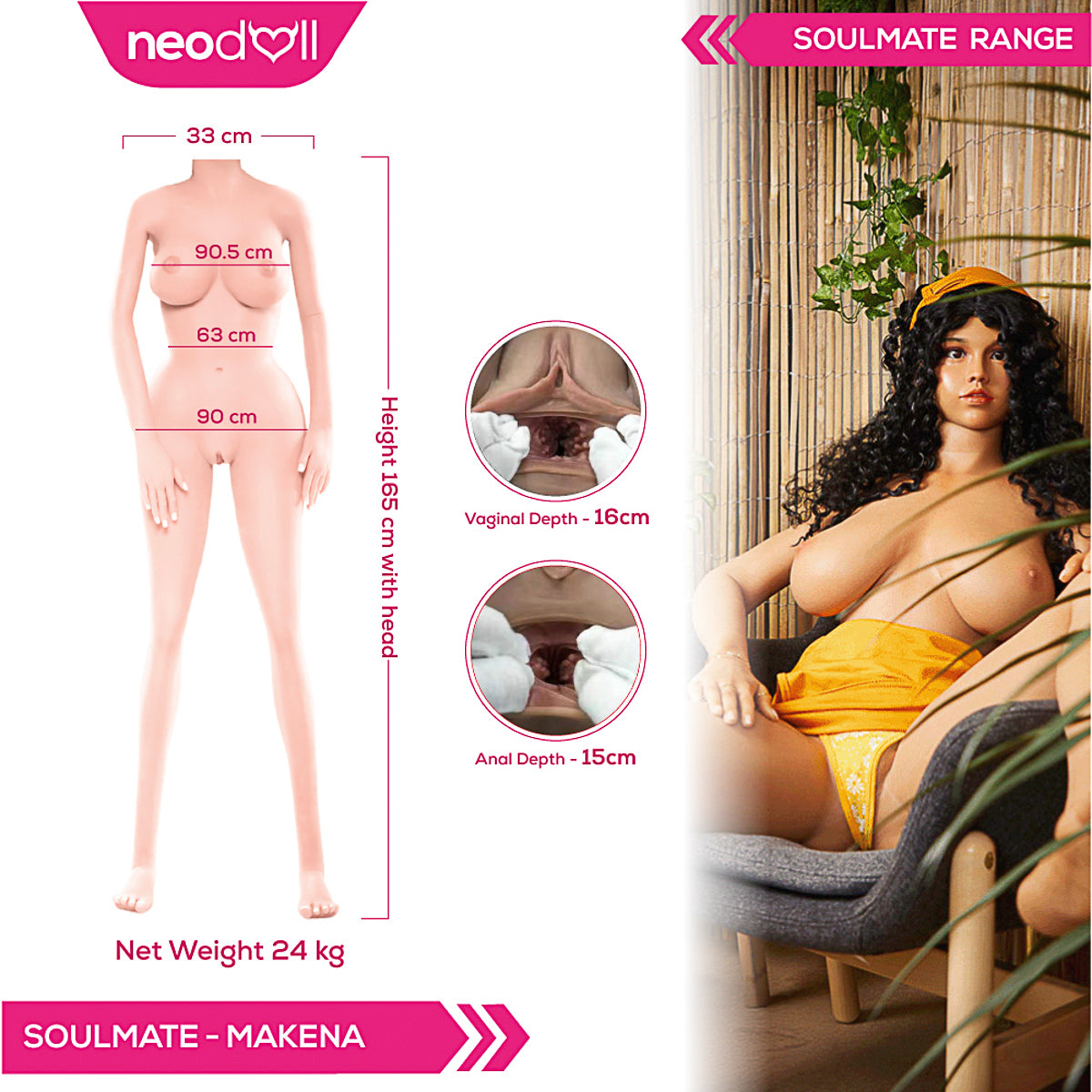 Soulmate - Makena - Full Silicone Sex Doll - Gel Breast - 165cm - Tan