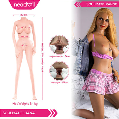 Soulmate - Jana - Full Silicone Sex Doll - Gel Breast - 165cm - Tan - Implanted hair