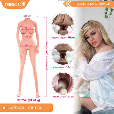 Neodoll Allure - Caitlin - Silicone TPE Hybrid Sex Doll - 166cm - Tan