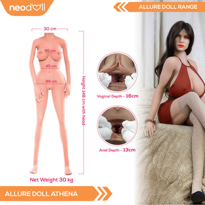 Neodoll Allure - Athena - Silicone TPE Hybrid Sex Doll - 148cm - Tan