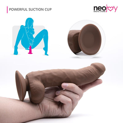 Brown Curvy Dildo | Skinlike Silicon with Suction Cup | Neojoy -Use