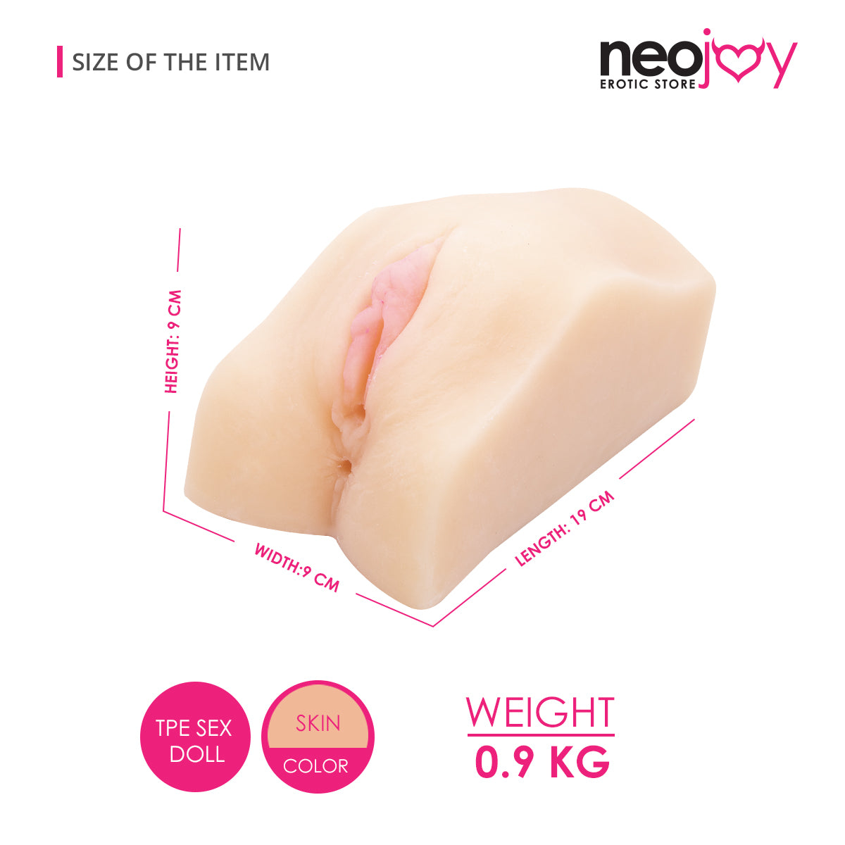 Neojoy Sex Doll TPE Realistic Vibrating Vagina & Ass Male Masturbator - Small 0.9kg