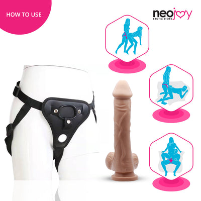 Neojoy - Carved Dildo With Strap-On Dong Pegging - Flesh