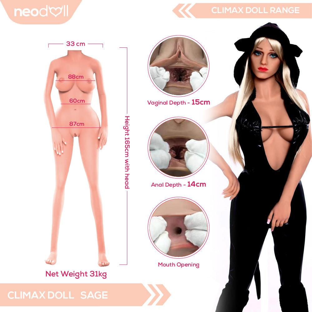 Climax Doll - Sage - Realistic Sex Doll - Gel Breast - 165cm - Tan - Lucidtoys