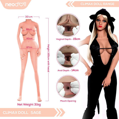 Climax Doll - Sage - Realistic Sex Doll - Gel Breast - 165cm - Tan - Lucidtoys