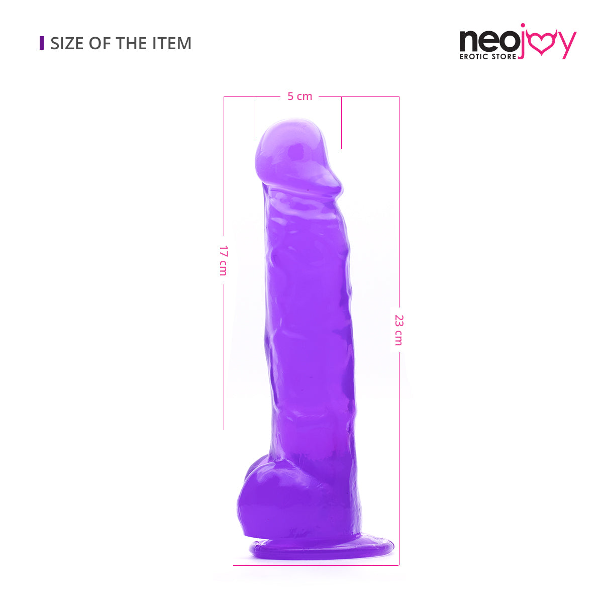 Neojoy - Soft Jelly Crystal Dildo TPE With Suction Cup - Purple - 23cm - 9.1 inch