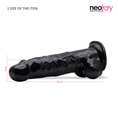 Neojoy - Soft Jelly Crystal Dildo TPE With Suction Cup - Black - 23cm - 9.1 inch