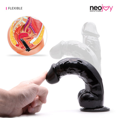 Neojoy - Soft Jelly Crystal Dildo TPE With Suction Cup - Black - 23cm - 9.1 inch