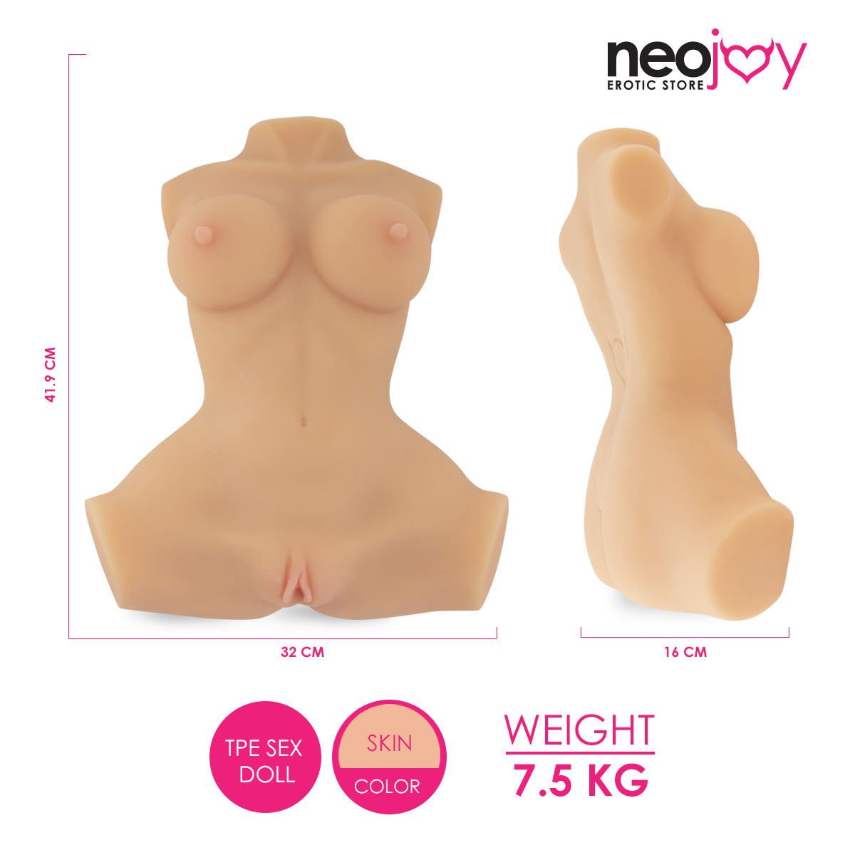 Neojoy Candy Cummin Realistic Sex Doll Vagina and Ass TPE Flesh - Medium - 7.5Kg