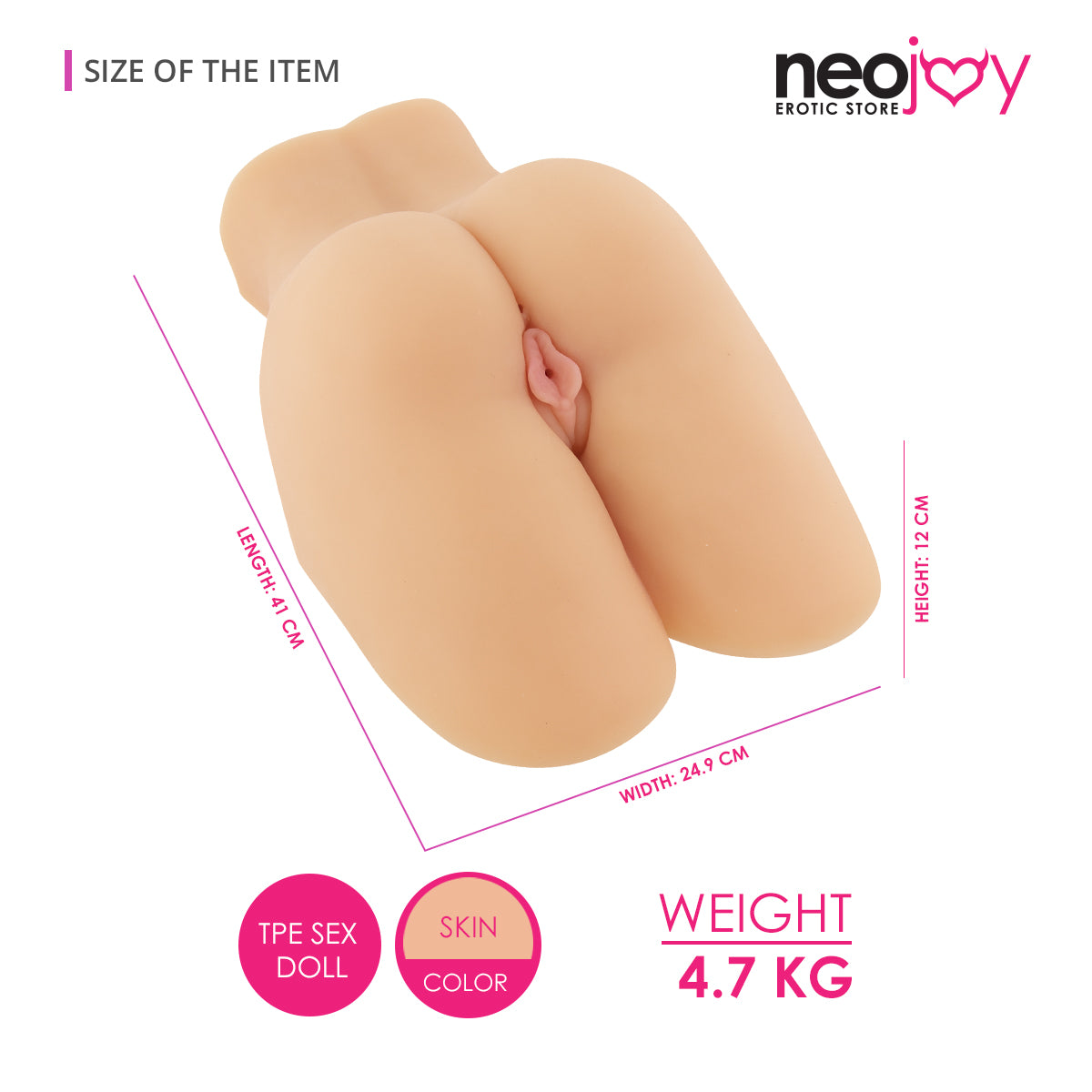 Neojoy Stripped Fantasy Realistic Sex Doll with Pussy & Ass TPE Flesh - Small 4.7Kg
