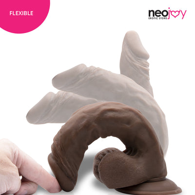 Neojoy - Ultra Realistic Dildo With Strap-On Dong - Brown - 24.5cm - 9.6 inch