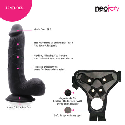 Neojoy - King Dildo With Strap-On Dong Harness - 21.34cm - 8.4 inch