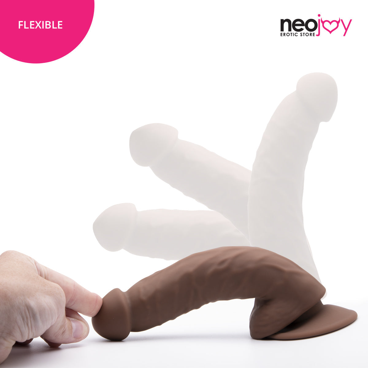 Neojoy - Curved Charmer Dildo With Strap-On Dong Harness - Brown - 21.4cm - 8.4 inch