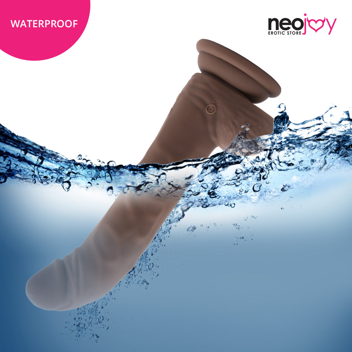 Neojoy - Biggy Vibrating Dildo With Strap-On Dong Harness - Brown - 23cm - 9.1 inch