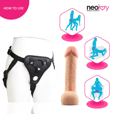 Neojoy Pink-dong Dildo With Strap-On - 11.8" Dong Harness Sex Toy