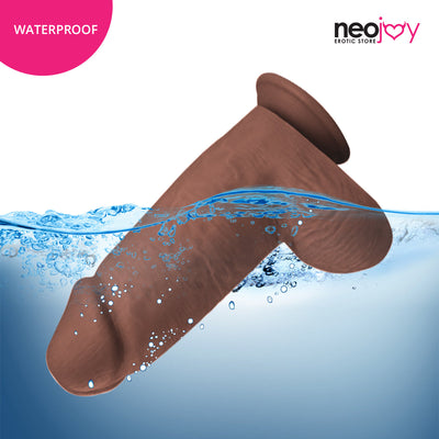 Neojoy Bigger Bad Boy Dildo With Strap-On - Dong Pegging Sex Toy - Brown - 25.5cm - 10 inch