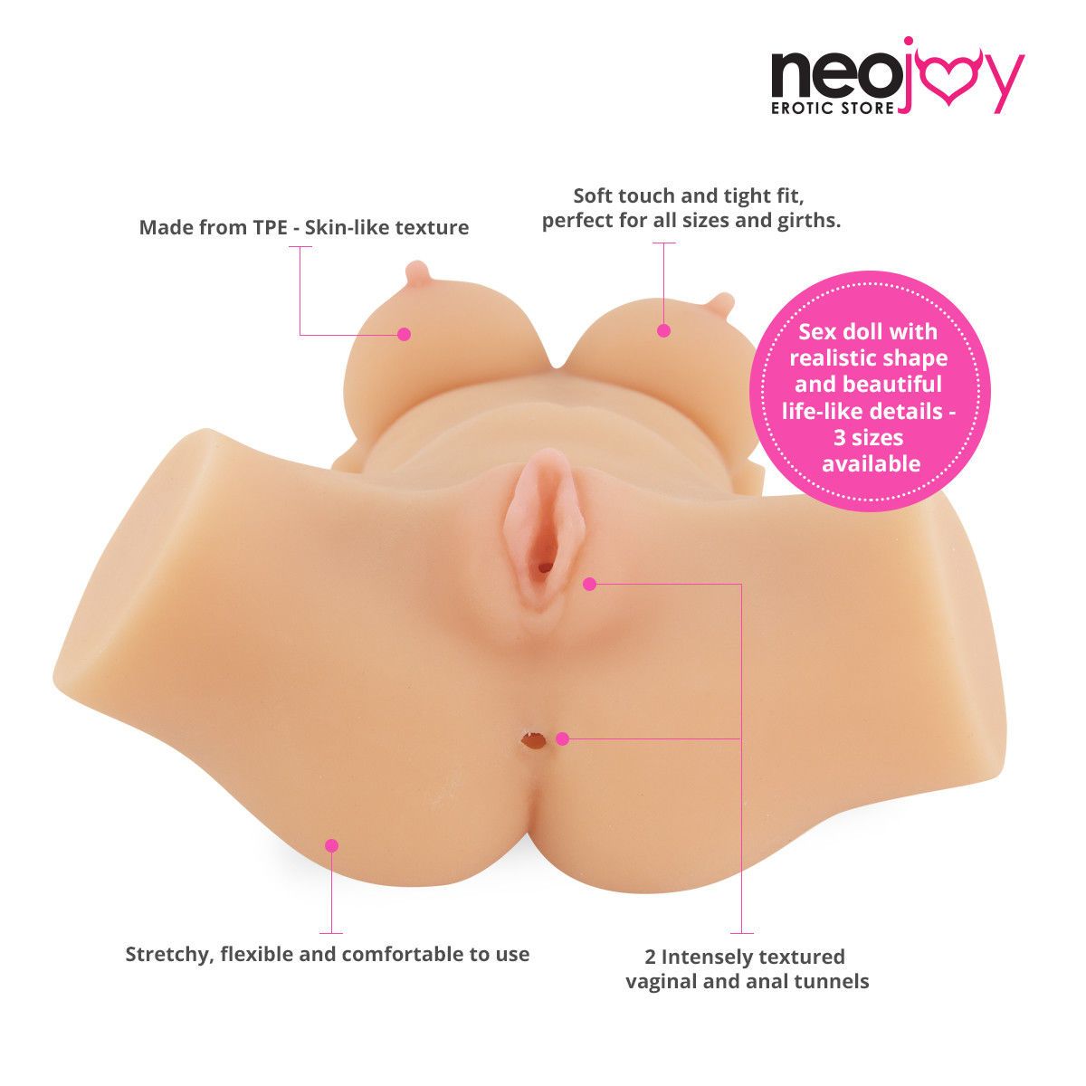 Neojoy Candy Cummin Realistic Sex Doll with Ass & Pussy Sex Doll TPE Flesh - Small - 4.5Kg Realistic Vaginas - lucidtoys.com Dildo vibrator sex toy love doll