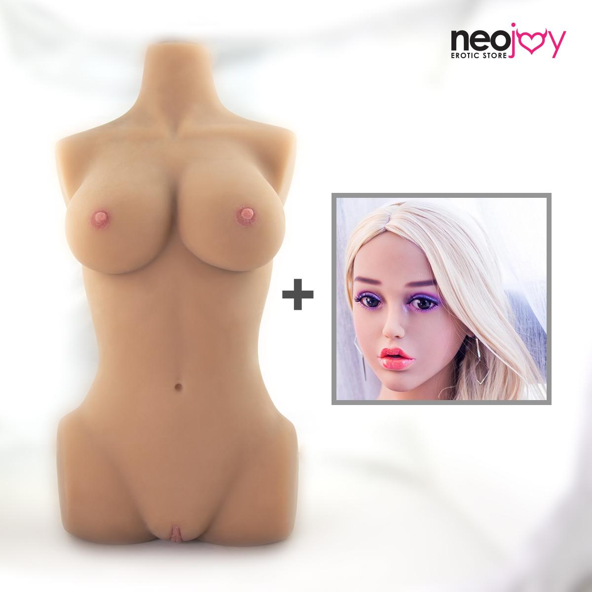 Neojoy Easy Torso With Girlfriend Barbara Head - Realistic Sex Doll Torso With Head Connector - Tan - 17kg