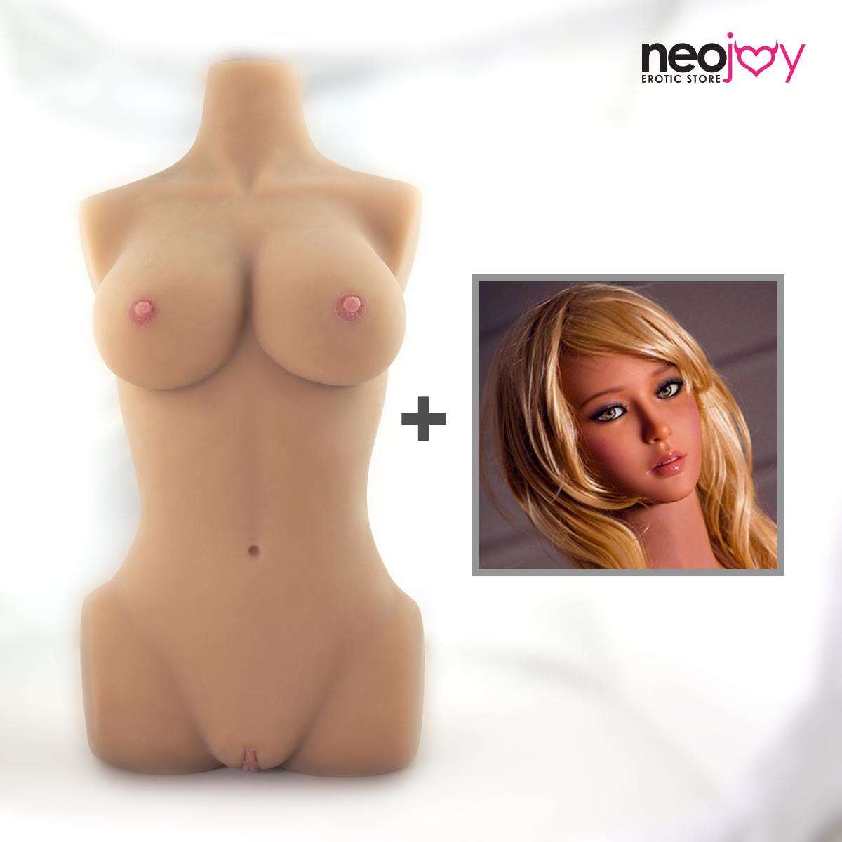 Neojoy Easy Torso With Girlfriend Erika Head - Realistic Sex Doll Torso With Head Connector - Tan - 17kg