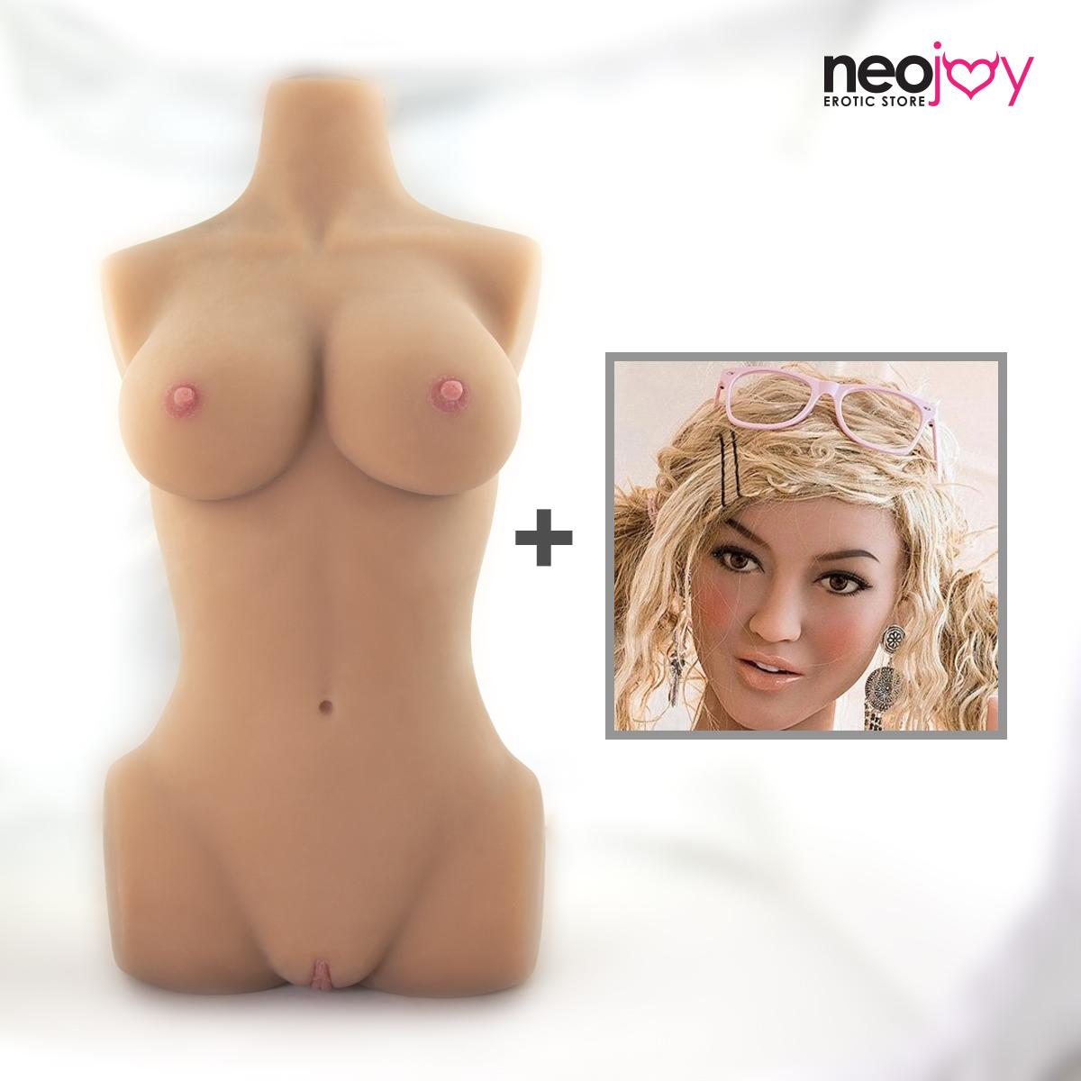 Neojoy Easy Torso With Girlfriend Mikayla Head - Realistic Sex Doll Torso With Head Connector - Tan - 17kg