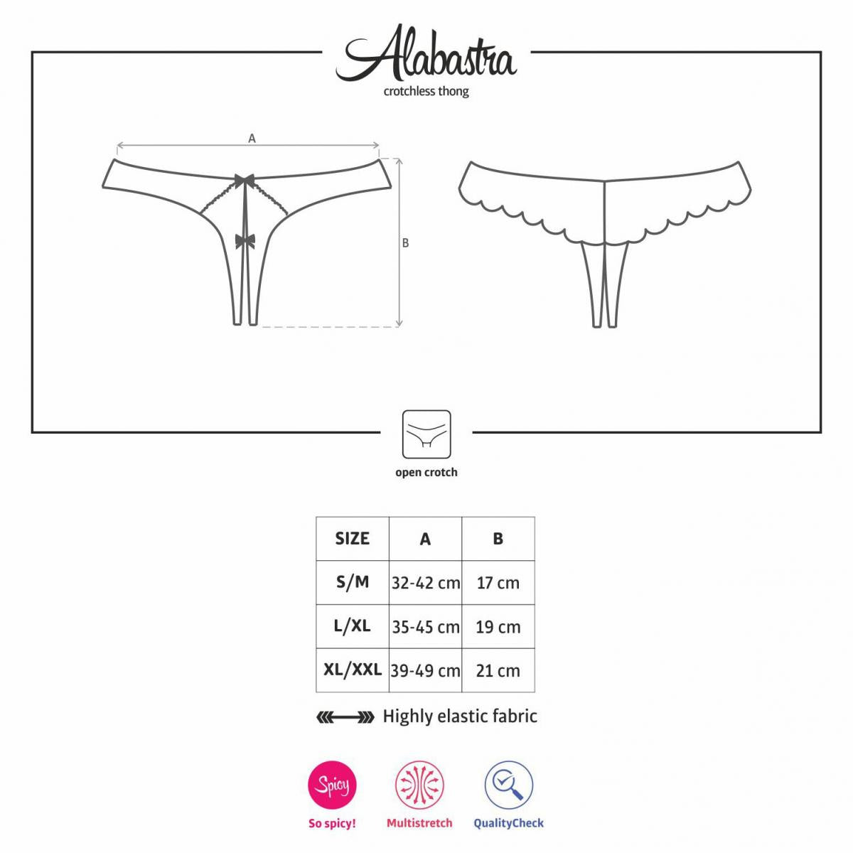Obsessive - Sexy Lingerie - Alabastra Crotchless Thong - S/M - White