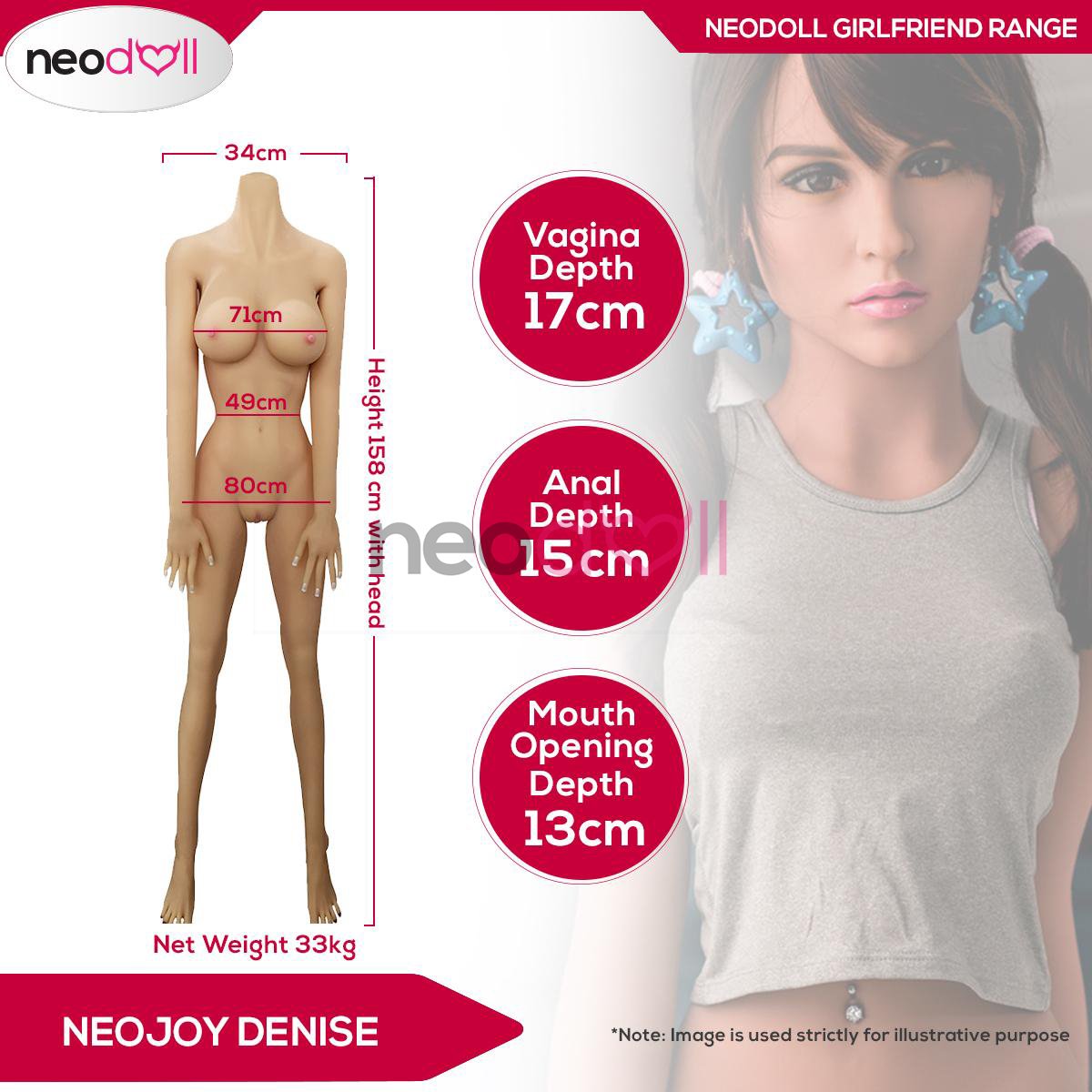 Sex Doll Denise | 158cm Height | Tan Skin | Standing & Shrug | Neodoll Girlfriend