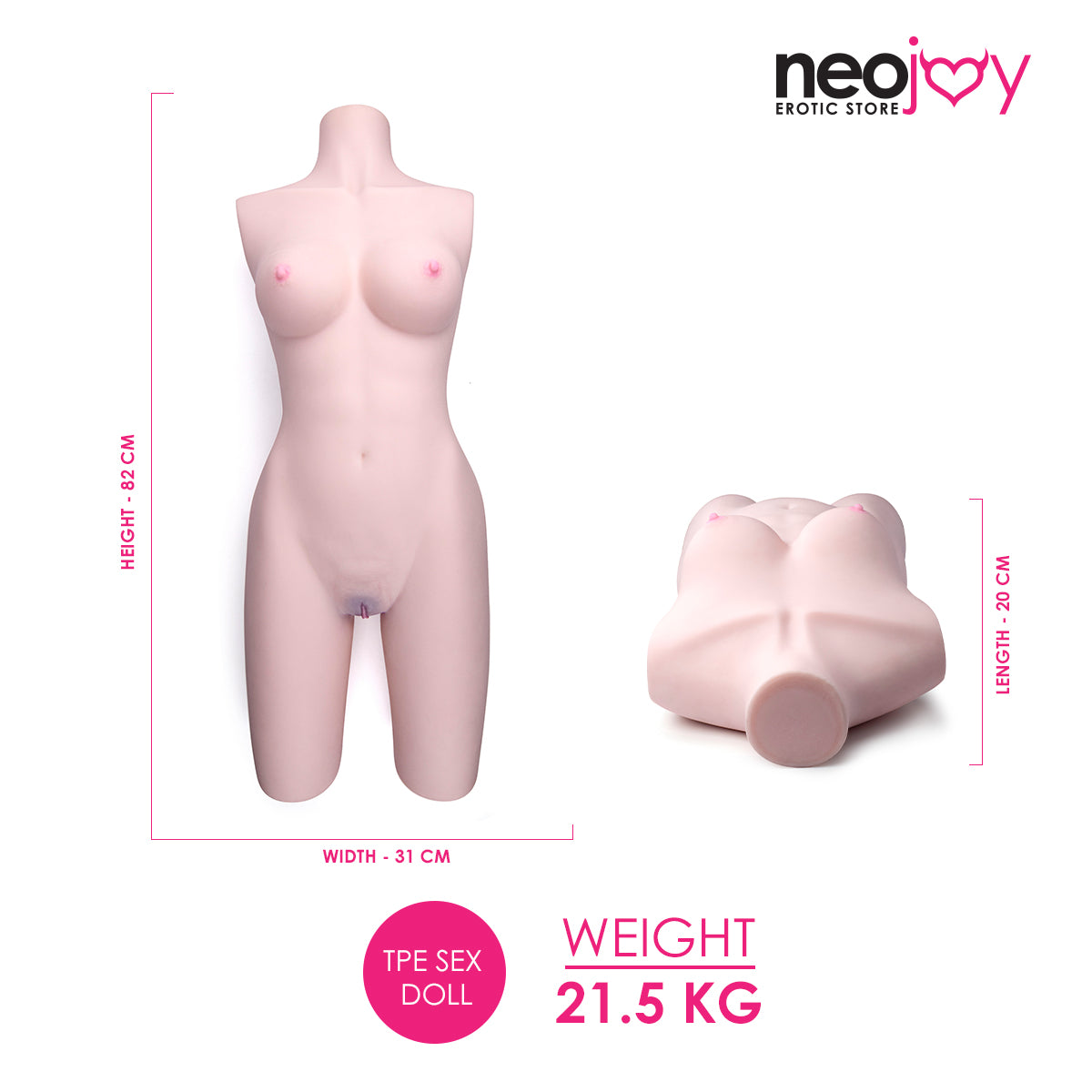 Neojoy - Big half body Sex Torso with Flexible Skeleton - Japenise White - 21.5Kg