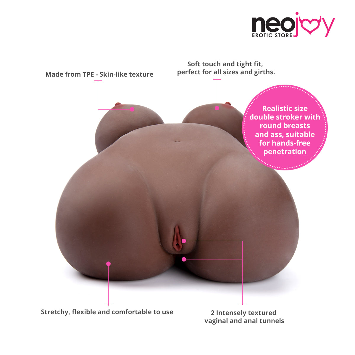 Neojoy - Fantasy Doll 21Kg (Brown)| Large Size Love Doll Torso - TPE - 66cm | NeoDoll