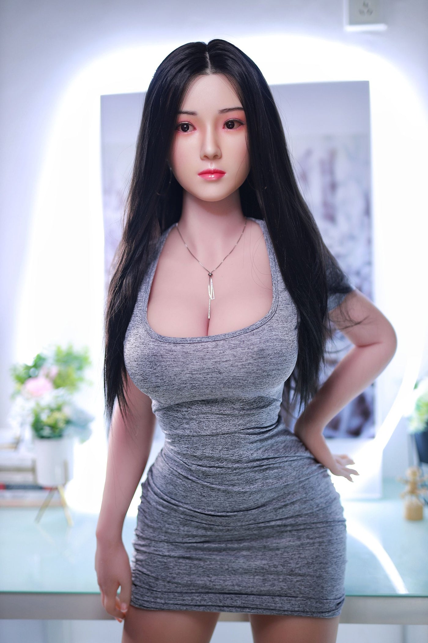 Silicone TPE Hybrid Sex Doll Laura | 161cm Height | Silicone Colour Skin | Shrug & Standing & Uterus & Implanted Hair | Neodoll Sugar Babe