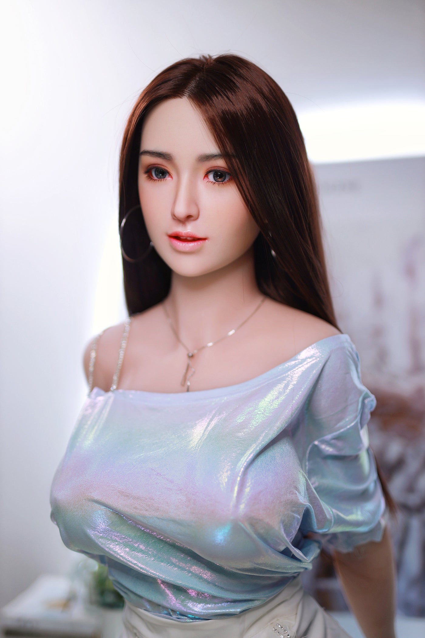 Silicone TPE Hybrid Sex Doll Evelynn | 161cm Height | Silicone Colour Skin | Shrug & Standing & Uterus & Implanted Hair | Neodoll Sugar Babe