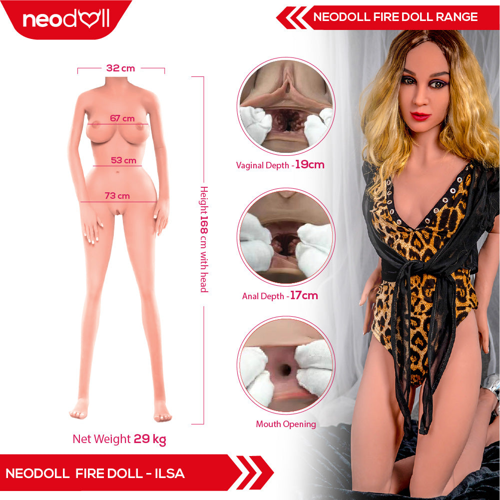 Sex Doll ilsa | 168cm Height | Light Tan Skin | Shrug & Standing | Neodoll Firedoll