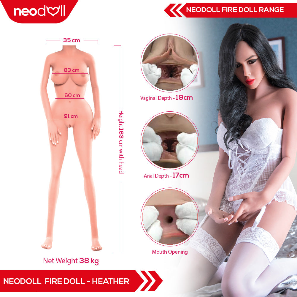 Sex Doll Heather | 163cm Height | Light Tan Skin | Shrug & Standing | Neodoll Firedoll