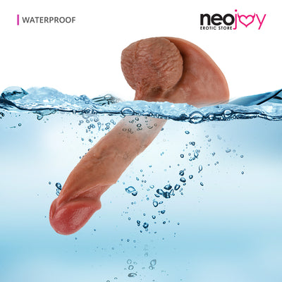 Neojoy - Realstic Silicone Dildo With Suction Cup - Dark Skin - 24cm