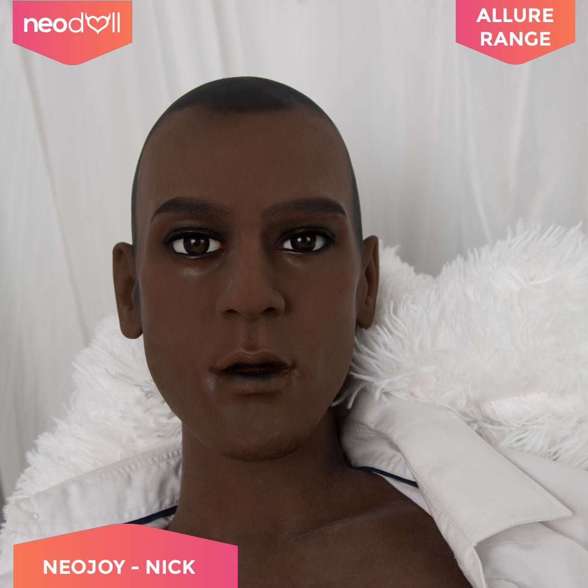 Neodoll Allure - Nick Head With Male Sex Doll Torso - Black - 17cm Dildo