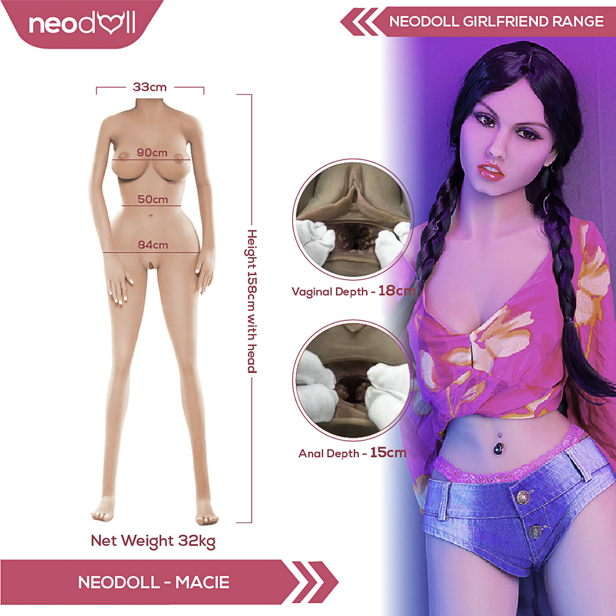 Sex Doll Macie | 158cm Height | Tan Skin | Standing & Shrug & Gel Breast | Neodoll Girlfriend