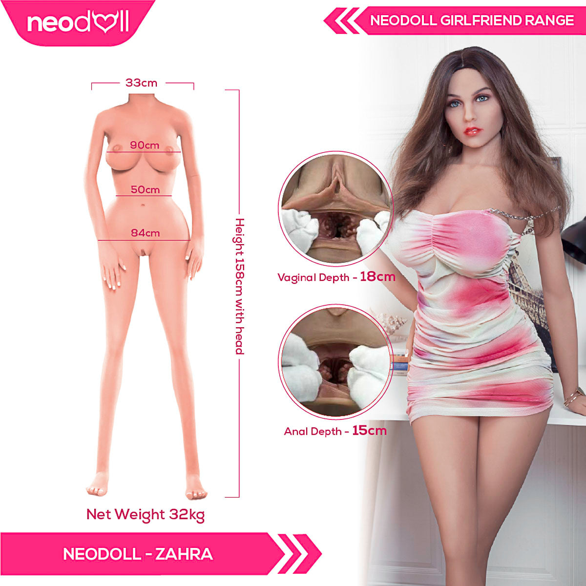 Sex Doll Zahra | 158cm Height | Tan Skin | Standing & Shrug & Gel Breast | Neodoll Girlfriend