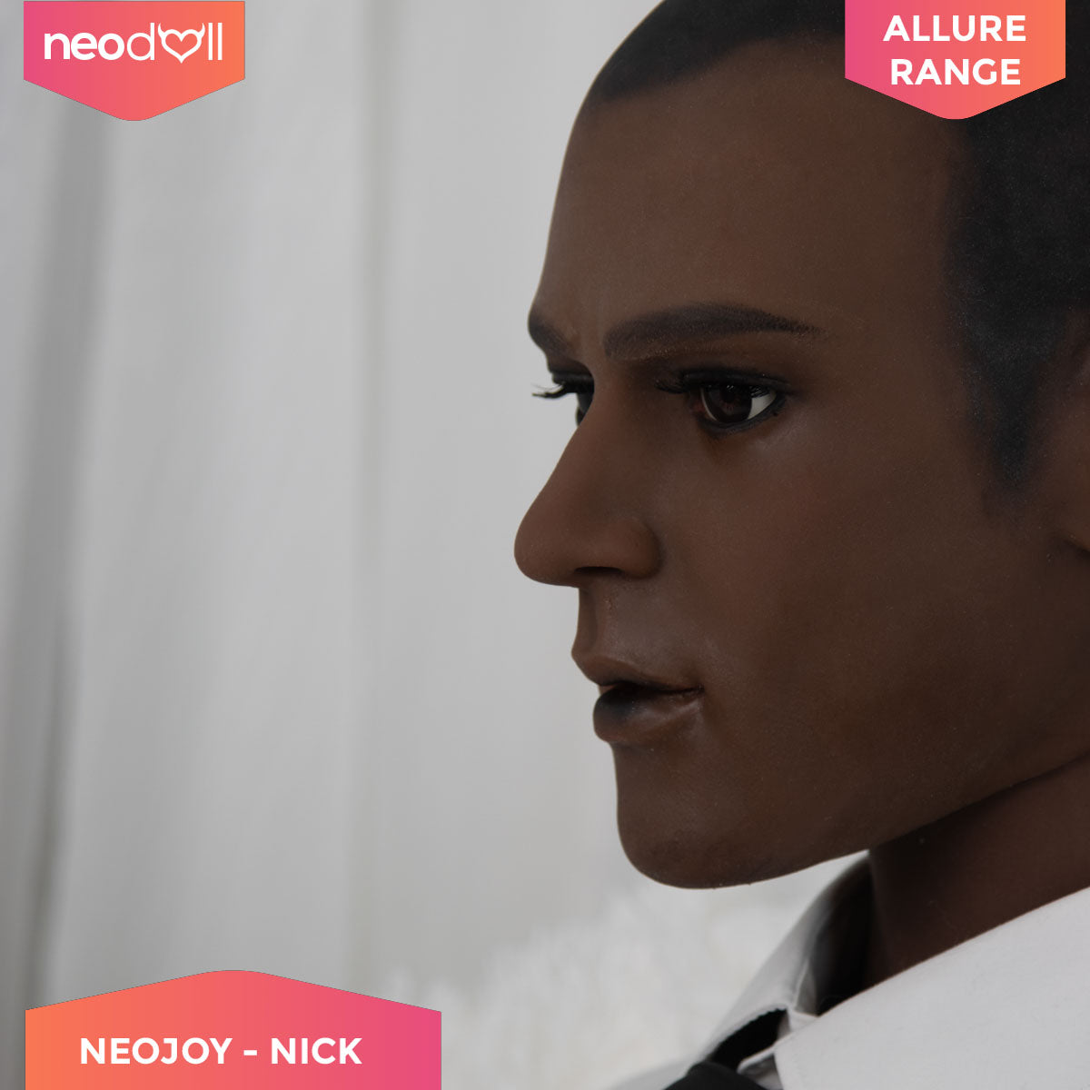 Neodoll Allure - Nick Head With Male Sex Doll Torso - Black - 23cm Dildo
